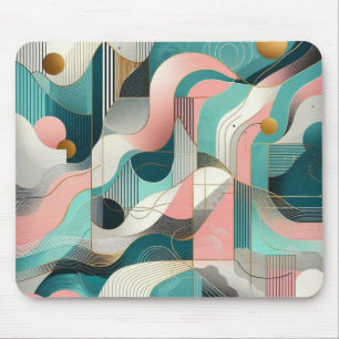 Pink and Teal Abstract Mouse Pad