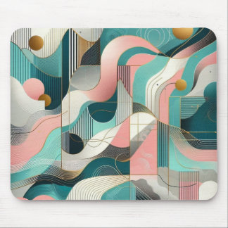 Pink and Teal Abstract Mouse Pad