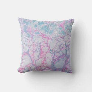 PINK AND TEAL ABSTRACT PAINTING THROW PILLOW