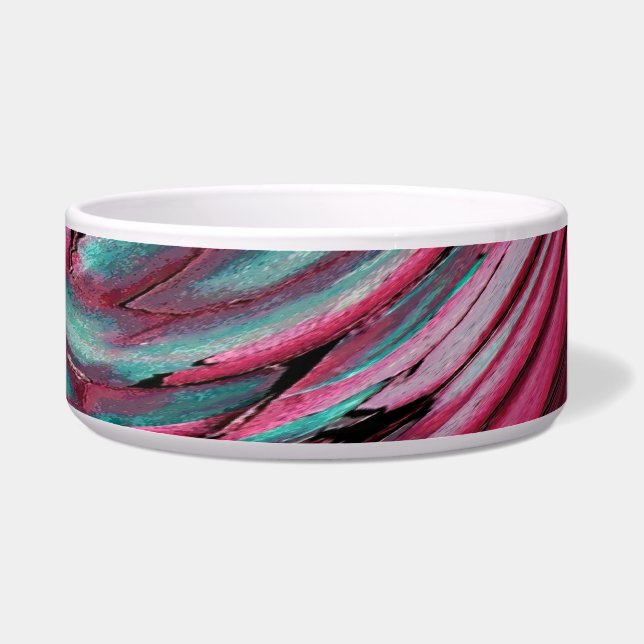 Pink and Teal Abstract (Pet) Bowl (Right)