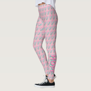 Pink and Teal Awareness Ribbon Angel Leggings