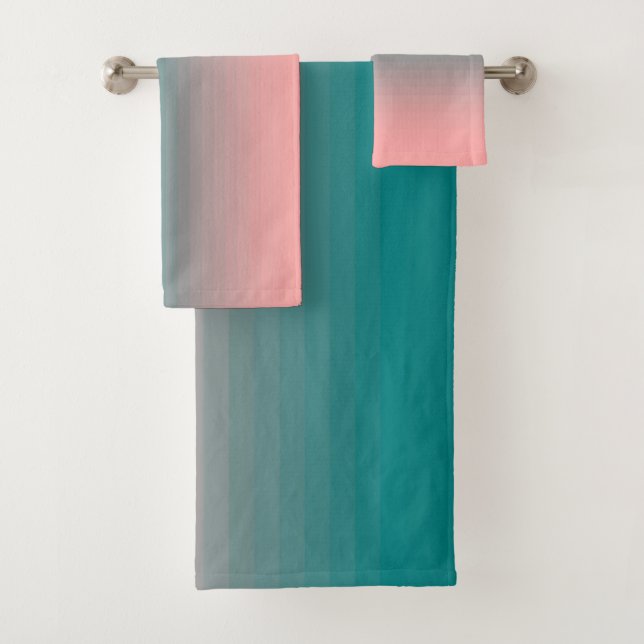 Pink and Teal Bath Towel Set (Insitu)