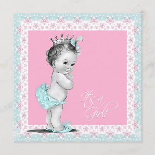 Pink and Teal Blue Baby Shower Invitation