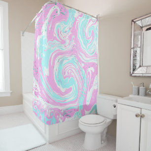 Pink and Teal Blue Cotton Candy Colours Marble 