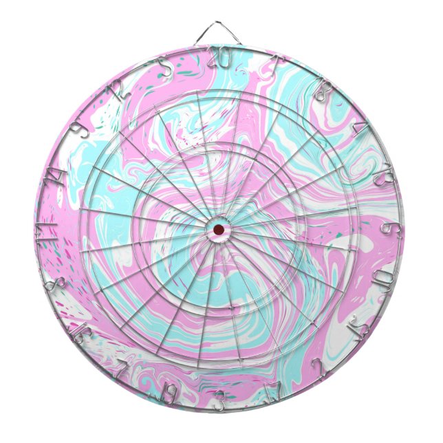 Pink and Teal Blue Cotton Candy Colours Marble   Dartboard (Front)
