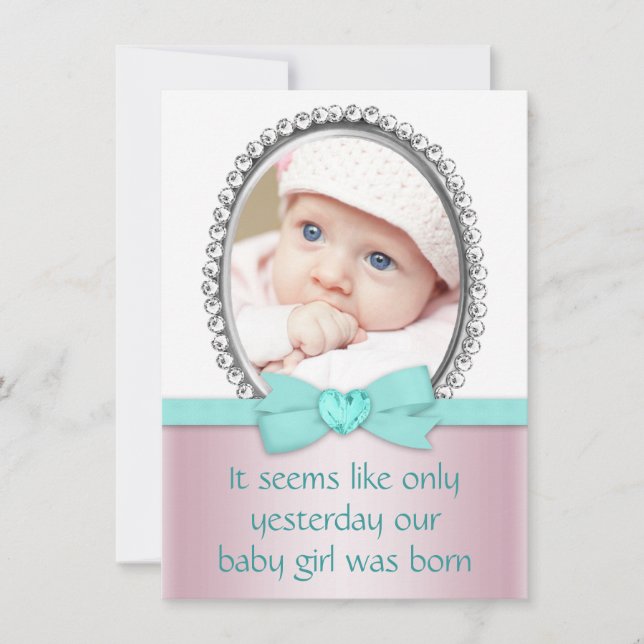 Pink and Teal Blue Sweet 16 Party Invitation (Front)