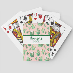 Pink and Teal Cactus Southwestern Playing Cards