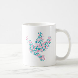 Pink and Teal DOVE Coffee Mug