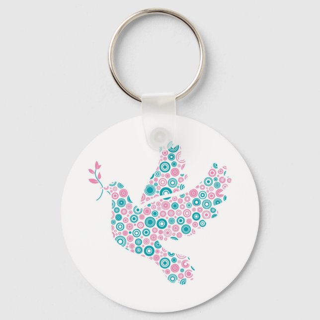 Pink and Teal DOVE Keychain (Front)