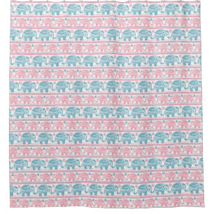 Pink And Teal Ethnic Elephant Pattern