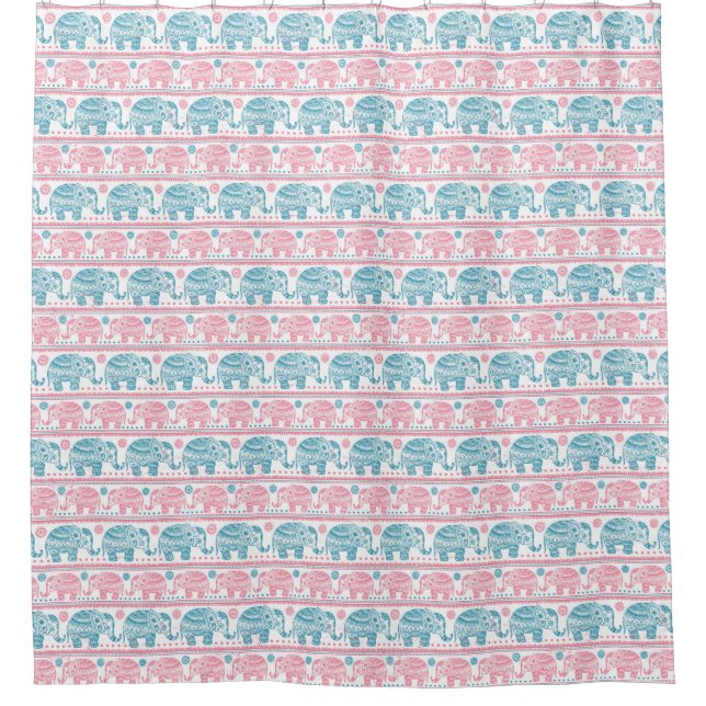 Pink And Teal Ethnic Elephant Pattern (Front)