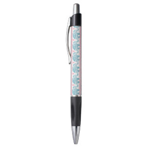 Pink And Teal Ethnic Elephant Pattern Pen