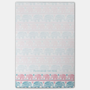 Pink And Teal Ethnic Elephant Pattern Post-it Notes