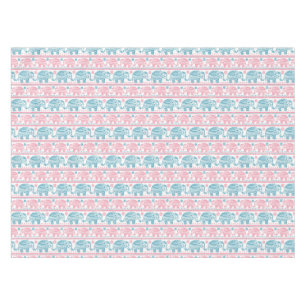 Pink And Teal Ethnic Elephant Pattern Tablecloth