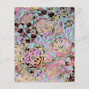 Pink and teal floral