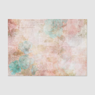 Pink and Teal Floral Ephemera Tissue Paper