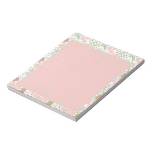 Pink and teal floral notepad