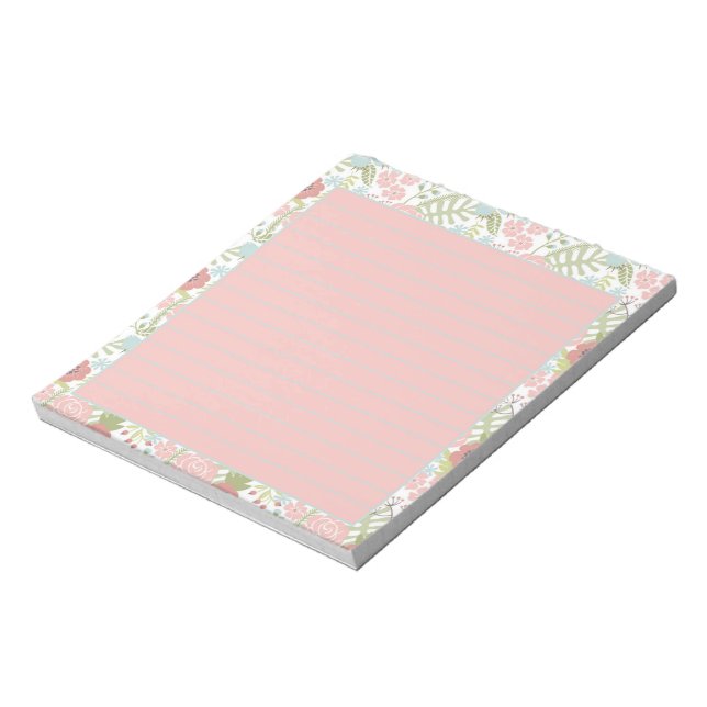 Pink and teal floral notepad (Rotated)