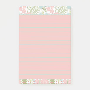 Pink and teal floral post-it notes