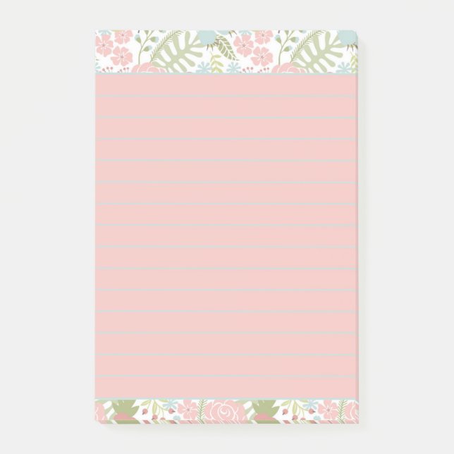 Pink and teal floral post-it notes (Front)