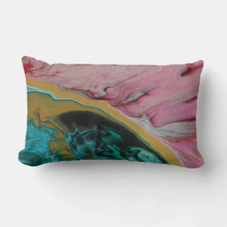Pink and Teal Fluid Art Decorative Throw Pillow