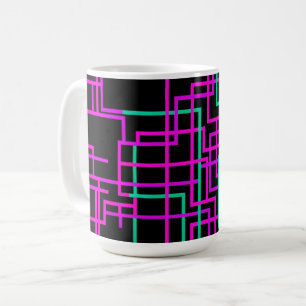 Pink and Teal Geometric Grid  Coffee Mug
