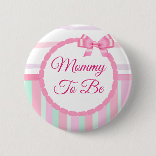 Pink and Teal Mommy to be Baby Shower 2 Inch Round Button