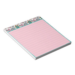 Pink and teal paisley notepad