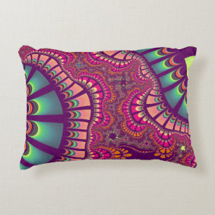Pink and Teal Rainbow Remix Accent Pillow