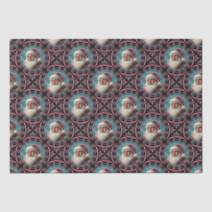 Pink and Teal Retro Santa Mandala Geometric Tile Tissue Paper