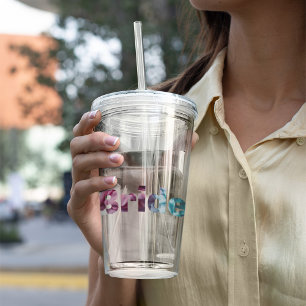 Pink and Teal Textured Bride Acrylic Tumbler