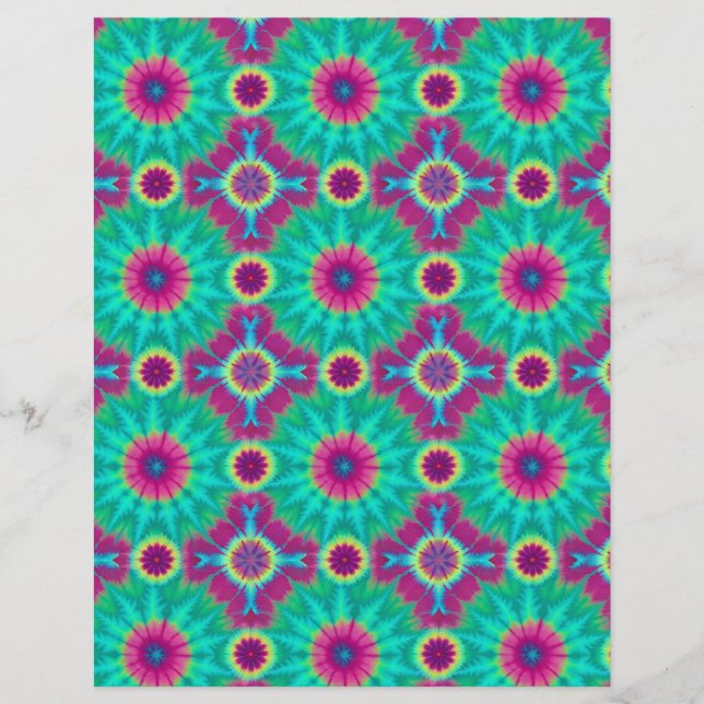Pink and teal tie dye pattern scrapbook paper (Front)