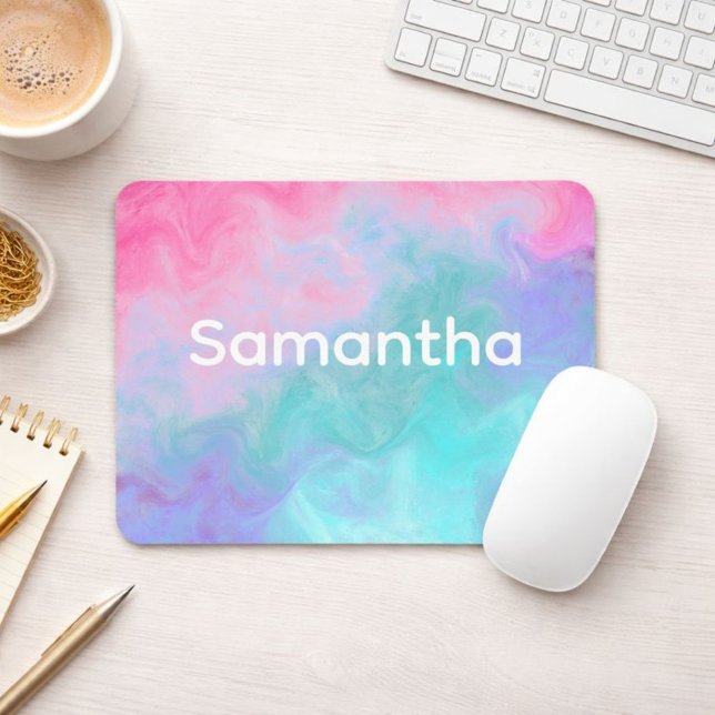 Pink and Teal Watercolor Custom Mouse Pad (Creator Uploaded)