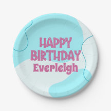 Pink and Teal Winter Birthday Party Plates