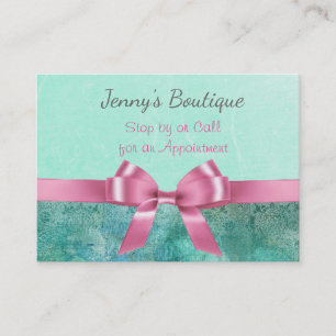 Pink and Teal with Pink Bow Glitter Business Card