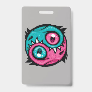 Pink and Teal Yin Yang Dragons Badge