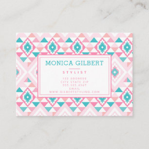 Pink and Turqoise Aztec Pattern Business Card