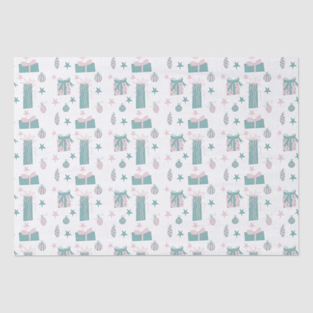 Pink and Turquoise Christmas Collection Tissue Paper (Front)