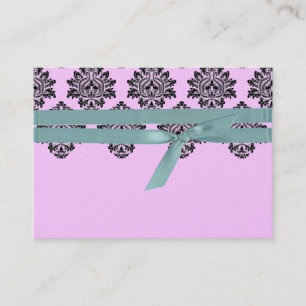 Pink and Turquoise Damask Table card