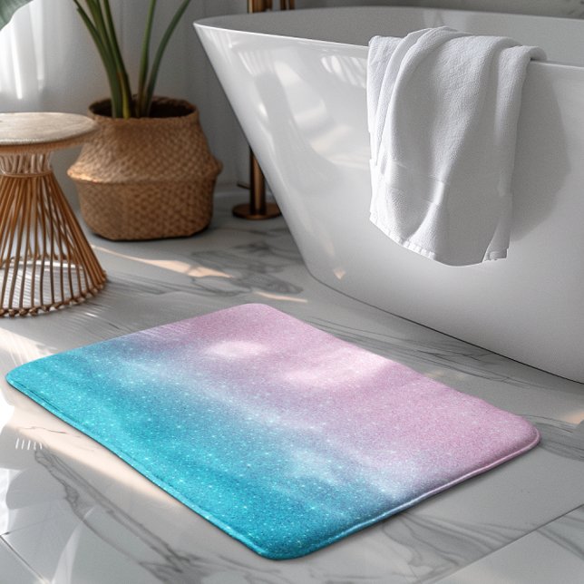 Pink and Turquoise Glitter Ombre Bath Mat (Creator Uploaded)