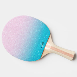 Pink and Turquoise Glitter Ombre Ping Pong Paddle