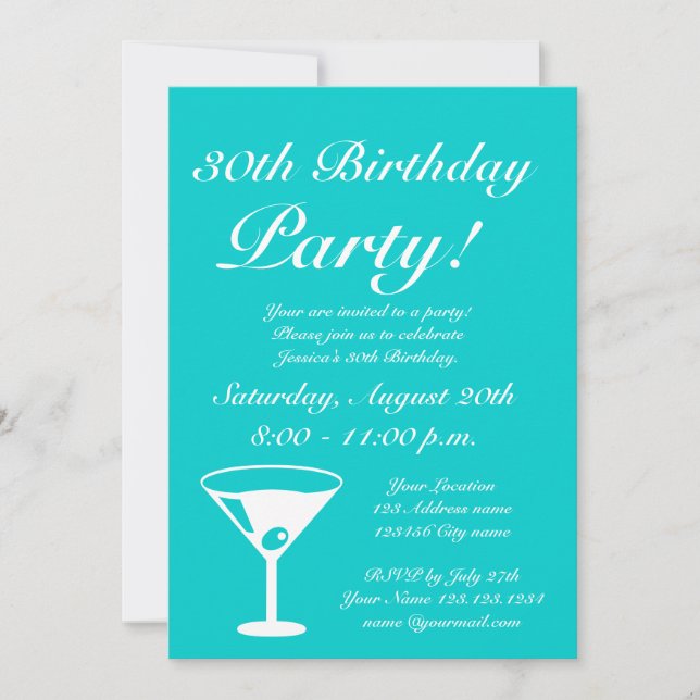 Pink and turquoise Keep calm Birthday invitations (Front)