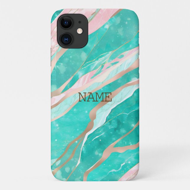 Pink and turquoise marble texture Case-Mate iPhone case (Back)