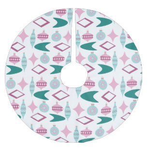 Pink and Turquoise Retro Christmas Ornaments  Brushed Polyester Tree Skirt