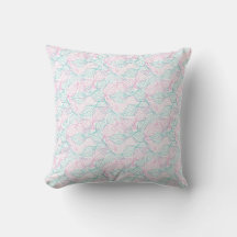 Pink and turquoise stylized leaves white Pattern