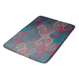 Pink and Turquoise Swirl abstract Bath Mat