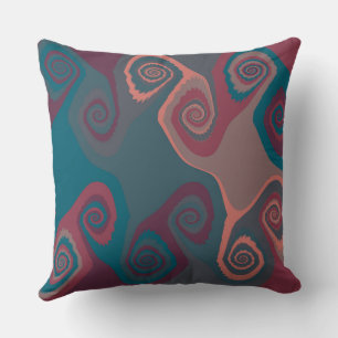 Pink and Turquoise Swirl abstract Throw Pillow