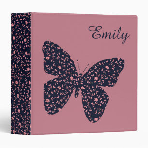 Pink and Violet Floral Butterfly Personalised Binder