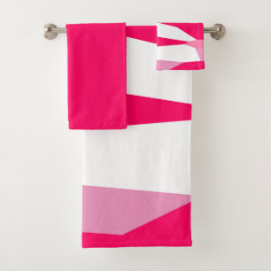 Pink and White Abstract Bath Towel Set