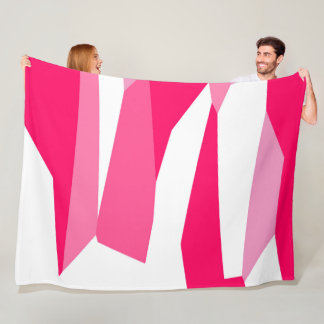 pink and white abstract fleece blanket